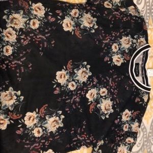 Black and brown floral scoop neck shirt